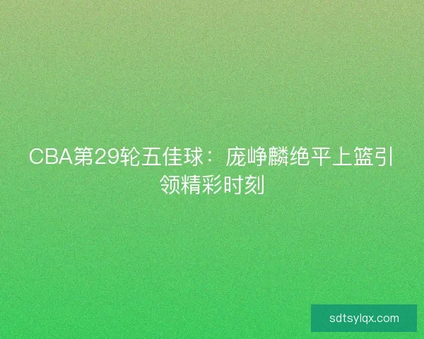 CBA第29轮五佳球：庞峥麟绝平上篮引领精彩时刻